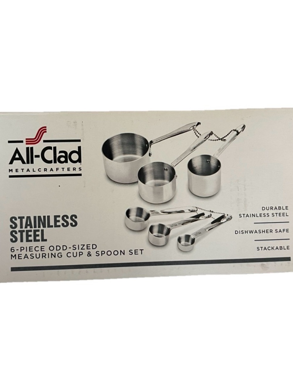 All-Clad Stainless Steel 6-Piece Odd-Sized Measuring Cup & Spoon Set- NEW